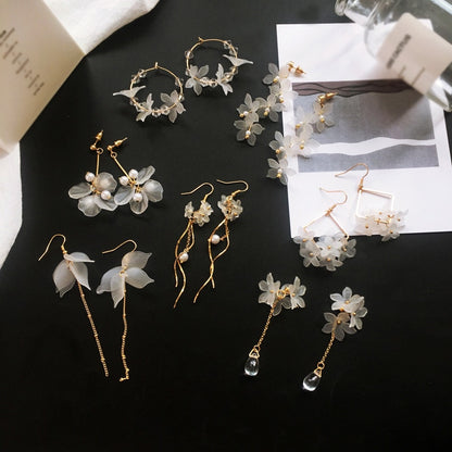 2019 New handmade flower bohemia boho earrings women fashion long hanging earrings crystal female wedding earings party jewelry