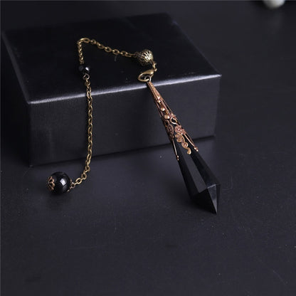 High Quality Natural Black Stone Facet Obsidian Pendulum for Dowsing Pendant Amulet Crystal Divination Chakra Necklace Jewelry