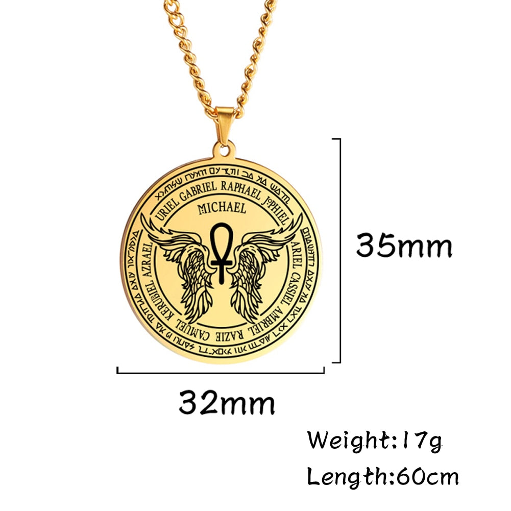 Dawapara 7 Archangels Sigil Charm Necklaces Pentacle Magic Mascot Amulet Lucky Protection Supernatural Talisman Necklace