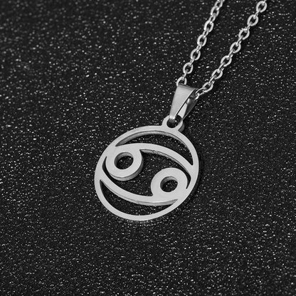 Stainless Steel 12 Horoscope Zodiac Sign Pendant Necklace Gold/Silver color Constellations Men Women Jewelry Gift