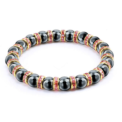 Natural Hematite Beads Bracelets Men No-Magnetic Health Protection Women Jewelry Charm Crystal Stone Stretch Bracelet &amp; Bangle