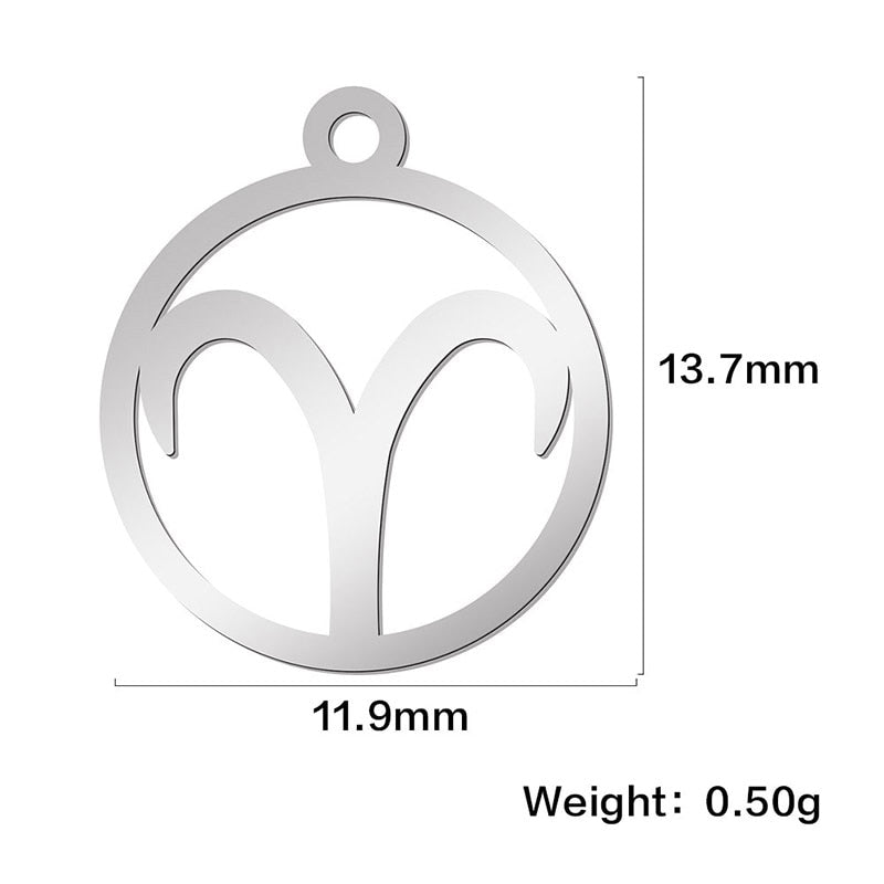 Teamer 12pcs Zodiac Floating Charms Stainless Steel Gemini Aries Libra Taurus Twelve Constellation Pendant  for Jewelry Making