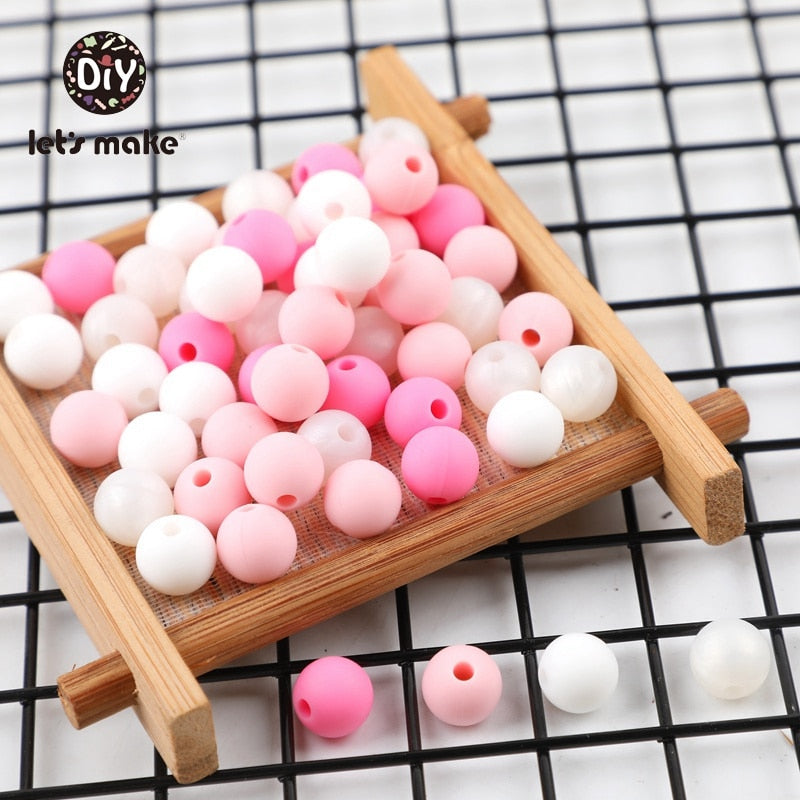 9mm 50pc Silicone Beads Round Baby Teether Eco-friendly BPA Free Baby Teething Pacifier Chain Bead silicone rodents Let&#39;s Make