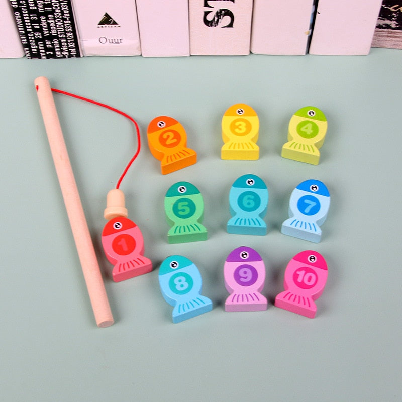 Montessori Educational Wooden Toys for Kids Montessori Toys Board Math Fishing Game Montessori Toys Educational for 1 2 3 Years