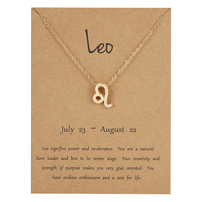 12 Zodiac Horoscope Female Star Sign Constellation Pendant Gold Chain Leo Choker Necklaces for Women Jewelry Collier