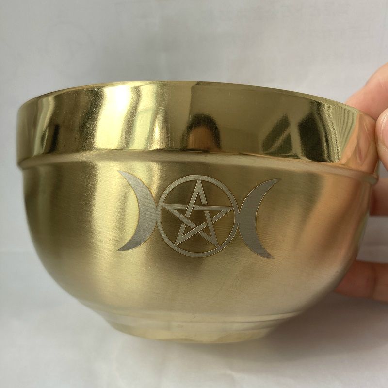 ritual bowl tarot Pentagram stainless steel Gold plating/ tableware ceremony noonDivination Astrological tool altar prop