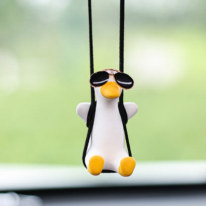 Gypsum Cute Anime Car Accessorie Swing Duck Pendant Auto Rearview Mirror Ornaments Birthday Gift Couple Accessorie Car Fragrance