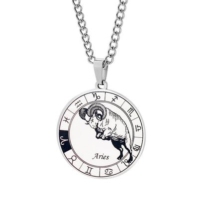 VNISTAR 316 Stainless Steel Zodiac Pendant Necklace Wholesale Men Women Horocope Jewelry Dropshipping Never Fade Constellation