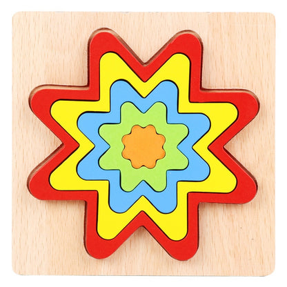 Wooden Geometric Shape Puzzle Kids Montessori Toys Educational Shape Cognition Children Jigsaw Puzzle Board Learning Sensory Toy