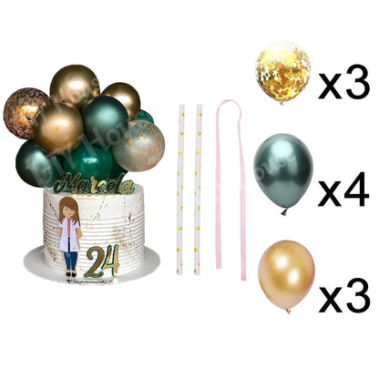 10pcs/Set 5 Inch Balloon Cake Topper Rose Gold Balloon Cake Toppers for Baby Shower Birthday Party Wedding Decorations