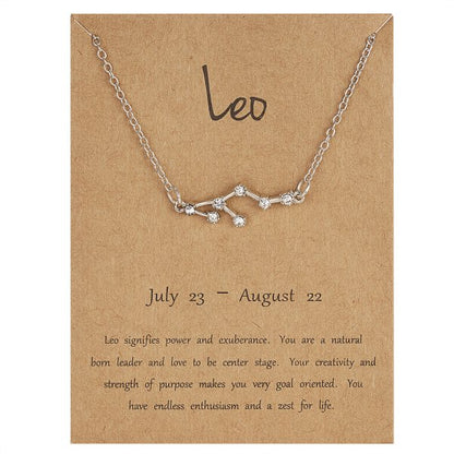 12 Constellation Zodiac Sign Necklace For Women Silver Color Jewelry Leo Aries Pendant Horoscope Necklace Chain Choker Gift