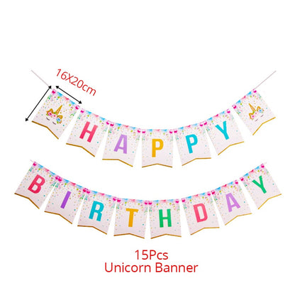 Unicorn Party 3-tier Cup Cake Stand Paper Plates Cups Balloon Birthday Party Decoration Kids Unicornio Party Girls Baby Shower