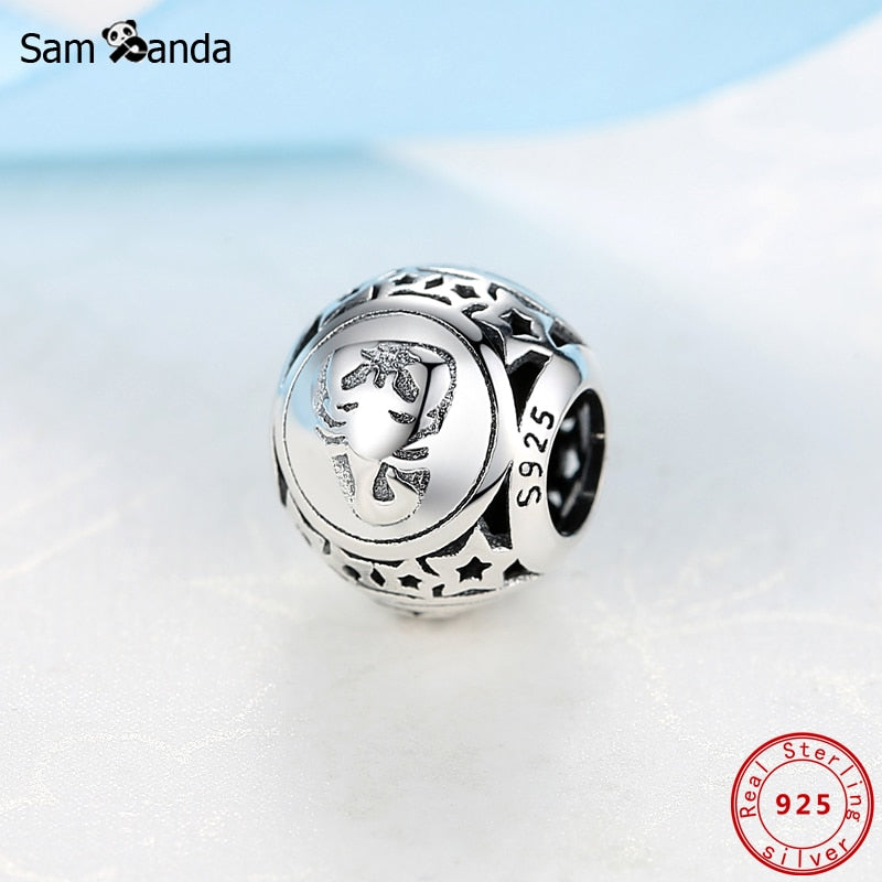 Original 925 Sterling Silver Bead Charm Libra Leo Star Sign Charms 12 Zodiac Constellation Fit Pandora Bracelets Women Jewelry