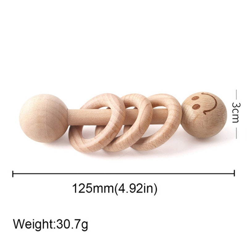 1PC Wooden Teether Rattle Montessori Activity Gym Toys Wooden Blank Ring Teething Toys Baby Nursing Gifts Toys Children'S Goods