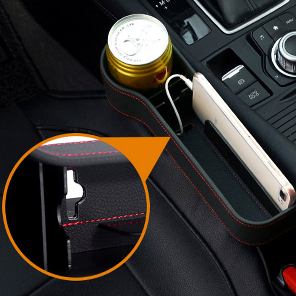 Car Seat Gap Storage Box Cup PU Leather Pocket Catcher Organizer Phone Bottle Cups Holder Multifunctional Car Accessories