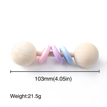 1pc Baby Toys Beech Wooden Rattle Hand Bells Toys Of Newbron Montessori Educational Toys Mobile Rattle Wooden Ring Baby Products