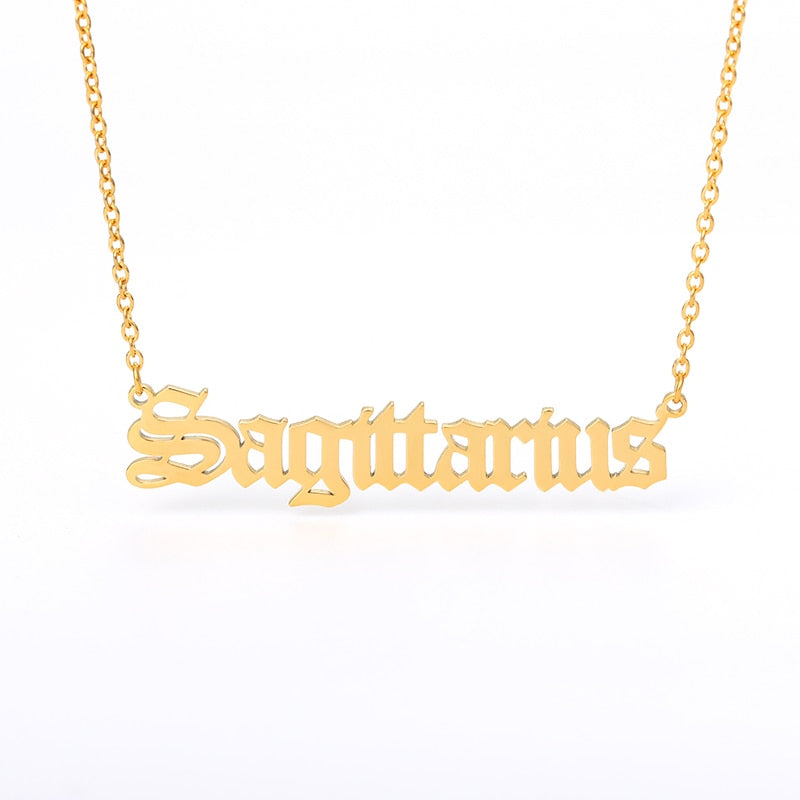 12 Zodiac Sign Letter Constellations Necklace For Women Men Virgo Leo Libra Scorpio Sagittarius Capricorn Aquarius Birthday Gift