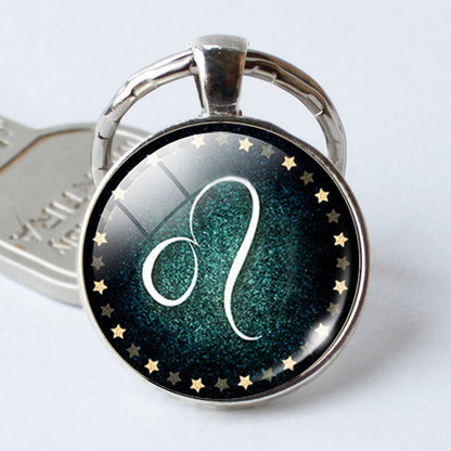 12 Constellation Jewelry Key Chains Zodiac Signs Keychain Key Rings Bag Car Round portachiavi sleutelhanger Pendant Man Woman