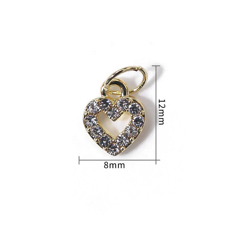 Nail Piercing Charm Gold Metal Heart (4pcs)