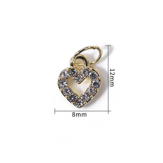 Nail Piercing Charm Gold Metal Heart (4pcs)