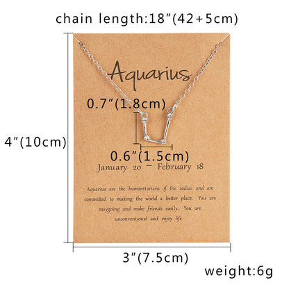 12 Constellation Zodiac Sign Necklace For Women Silver Color Jewelry Leo Aries Pendant Horoscope Necklace Chain Choker Gift