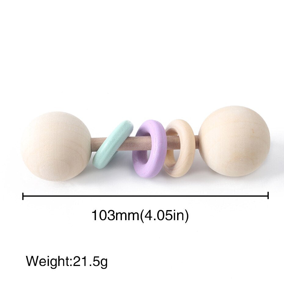 1PC Wooden Teether Rattle Montessori Activity Gym Toys Wooden Blank Ring Teething Toys Baby Nursing Gifts Toys Children'S Goods