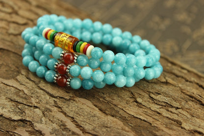 Chakra 108 Blue Amazonite stone Bracelet Yoga Meditation Multilayer Natural Stone Energy Bracelet For Women and Men