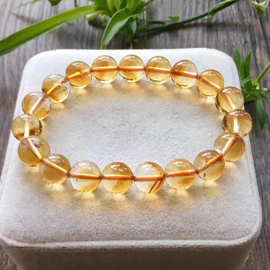 Genuine Natural Citrine Yellow Gemstone Round Beads Bracelet 8mm 9mm 10mm 11mm 12mm Brazil Wealthy Stone Women Men AAAAA