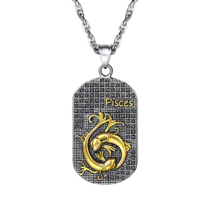 U7 12 Constellations Necklace Birthday Gifts  Stainless Steel Amulet Horoscope Pendant Zodiac Star Sign Jewelry P1224