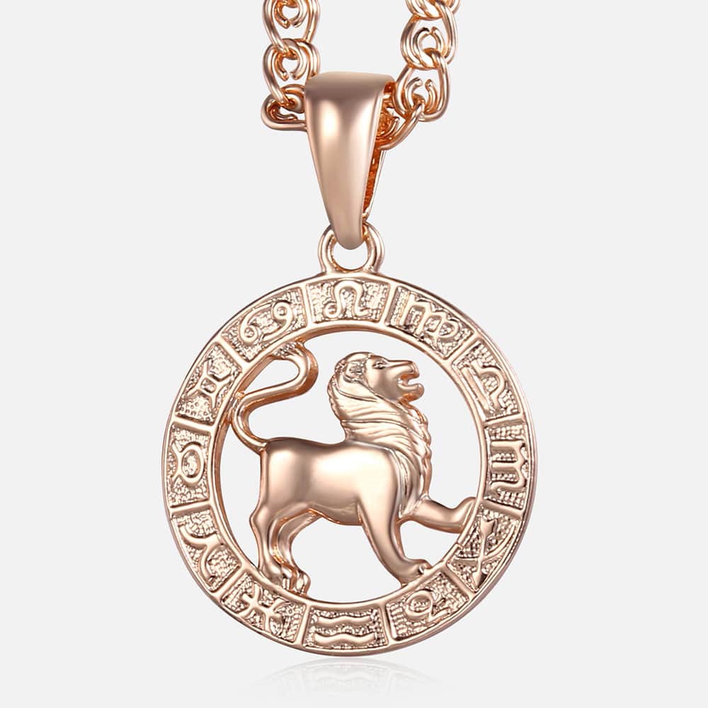 12 Zodiac Sign Constellations Pendant Necklace For Women Men 585 Rose Gold Color Necklace  Birthday Gifts Drop Shipping GPM16A