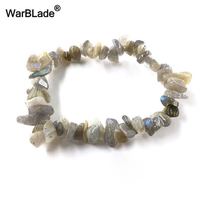 Natural Stone Bracelets for Women Strand Chips Nugget Clear Quartz Power Stone Opal Moonstone Beads Charkra Bracelet Wristband