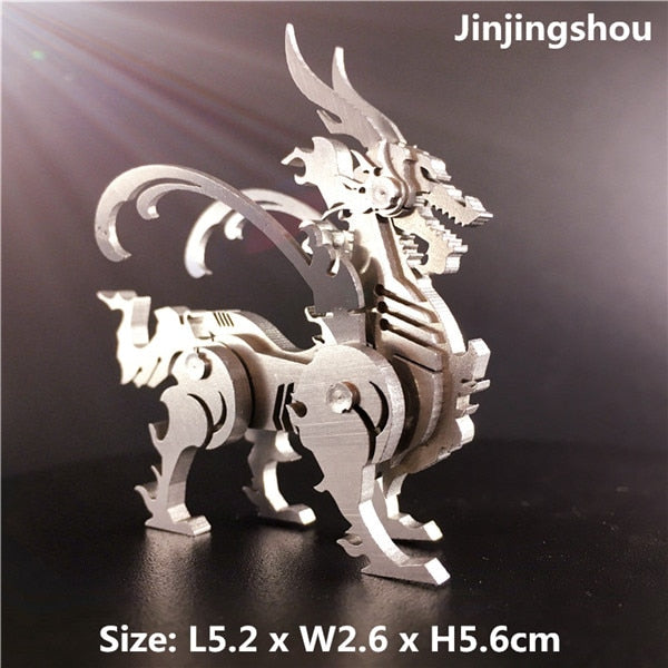 3D Metal Model Chinese Zodiac Dinosaurs western fire dragon  DIY Assembly models Toys Collection Desktop For Adult Children