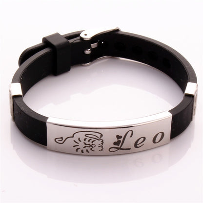 12 Zodiac Sign Bracelet for Men Women Stainless Steel Clasps Zodiac Silicone Bracelet Men Women Couple Bracelets