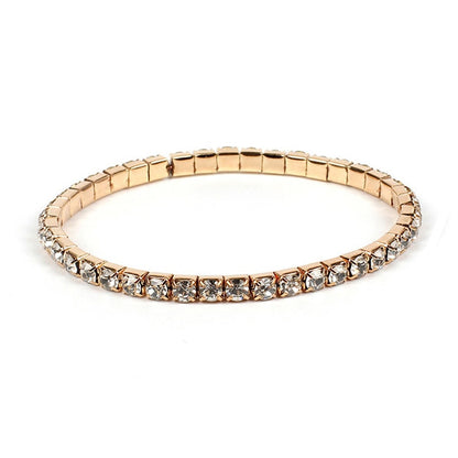 L003 CZ Crystal Bracelet Bangle Stretch Bling Single Row Rhinestones Bracelets For Women Elasticity Wedding Bridal Gift Jewelry