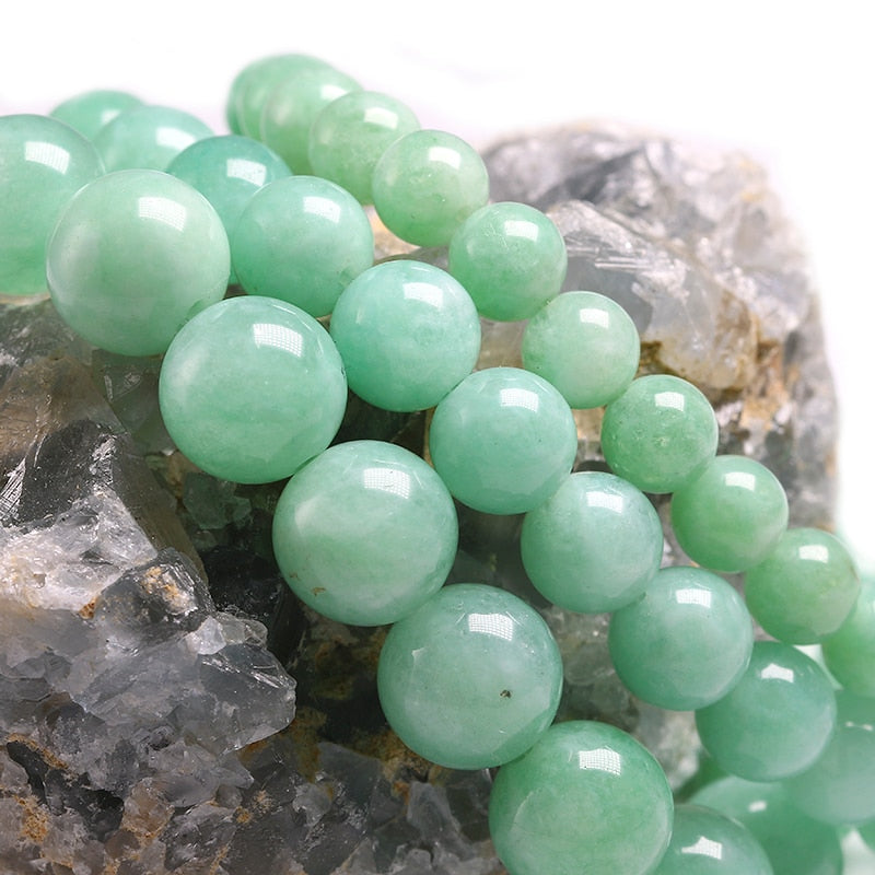 Fine AAA 100% Natural Burmese Green Jade Round  Beads Bracelet Women Stone Jewelry Gemstone Gift Handmade Strand Bracelets