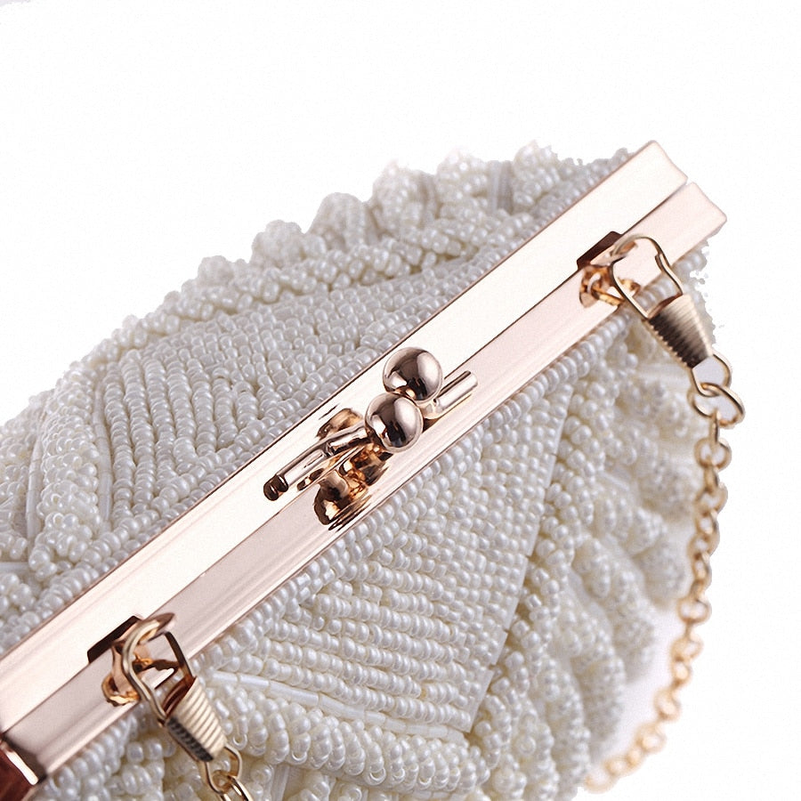 Evening Bags Women Clutch Bags Evening Clutch Bags Wedding Bridal Handbag Pearl Beaded Fashion Shell Chain Party Bags LI-383