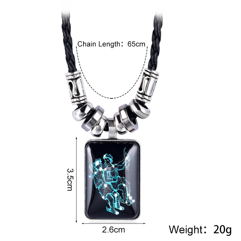 2022 Charm Pendant Necklace Galaxy Constellation Design 12 Zodiac Sign Horoscope Astrology Necklace for Women Men Resin Jewelry