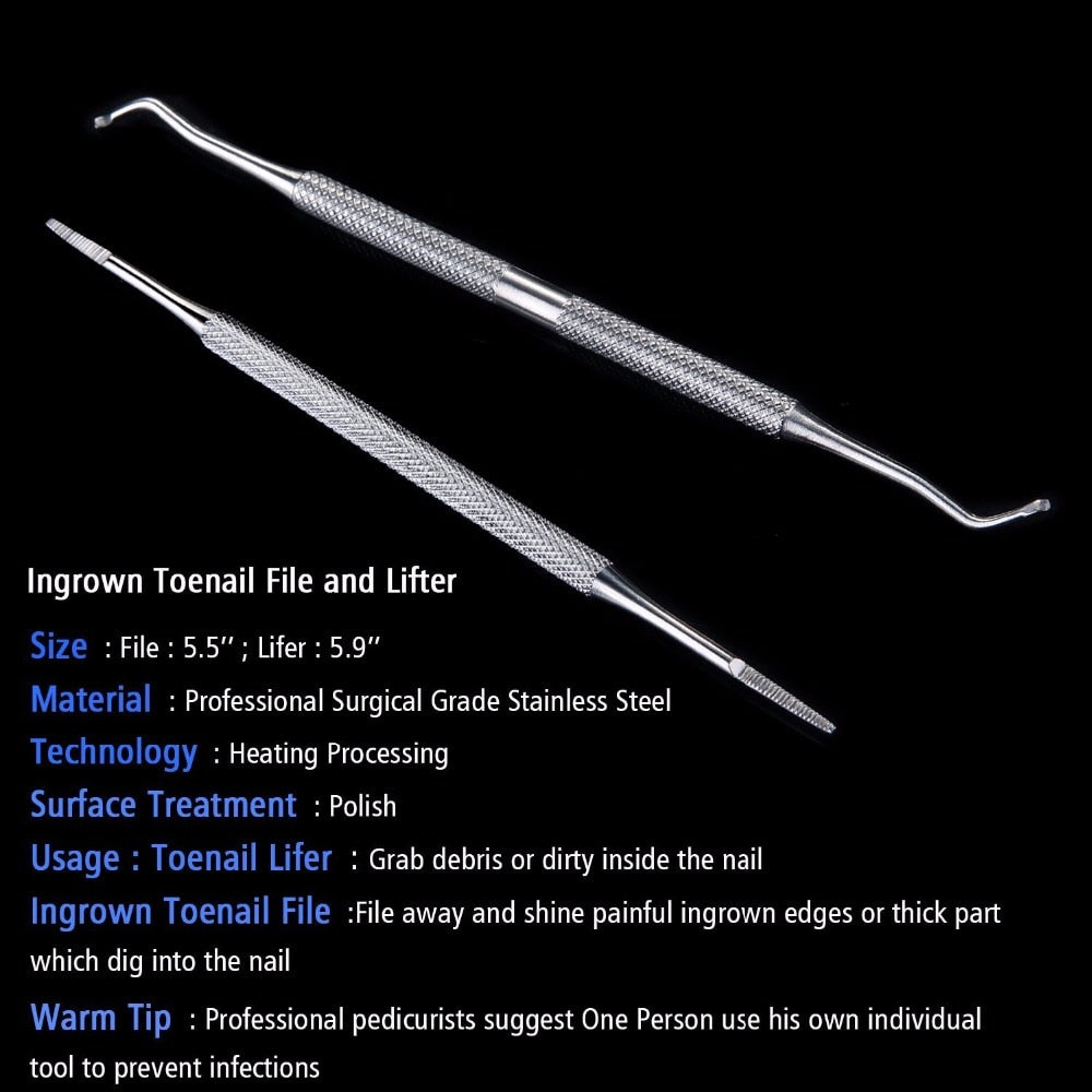 FAMILIFE Ingrown Toenail File and Lifter Double Sided Stainless Steel Professional  Foot Nail Care Hook Pedicure L0424