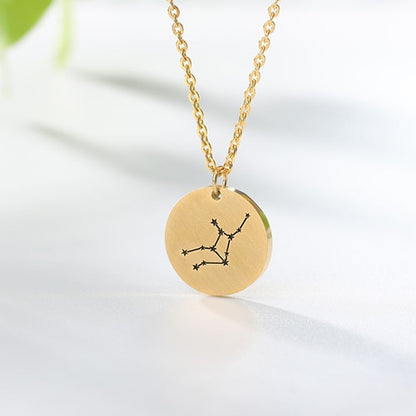 Constellation Jewelry Daisies Zodiac Necklace Women Stainless Steel Virgo Libra Scorpio Sagittarius Capricorn Aquarius Collares