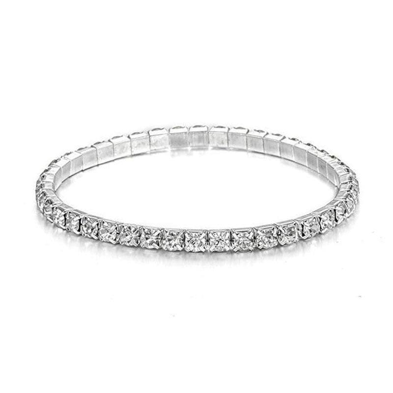 L003 CZ Crystal Bracelet Bangle Stretch Bling Single Row Rhinestones Bracelets For Women Elasticity Wedding Bridal Gift Jewelry