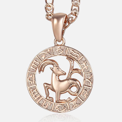 12 Zodiac Sign Constellations Pendant Necklace For Women Men 585 Rose Gold Color Necklace  Birthday Gifts Drop Shipping GPM16A