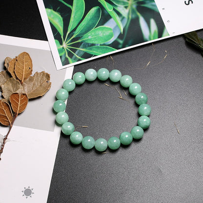 Fine AAA 100% Natural Burmese Green Jade Round Beads Bracelets Women Stone Jewelry Gemstone Gift Handmade Strand Bracelets