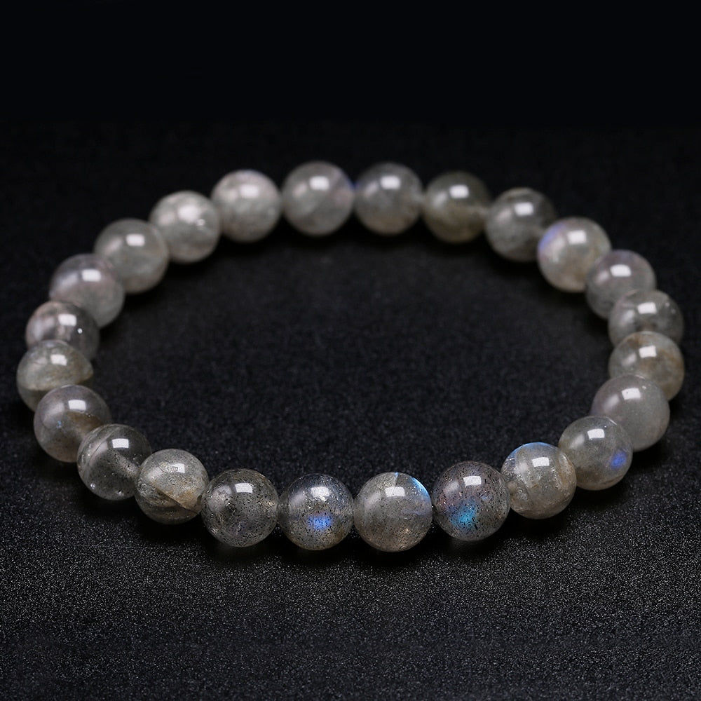 Natural AAA Gray Labradorite Stone Bracelet Rainbow Light Beads Bracelets Handmade DIY Jewelry for Woman Men Gift