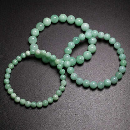 Fine AAA 100% Natural Burmese Green Jade Round Beads Bracelets Women Stone Jewelry Gemstone Gift Handmade Strand Bracelets