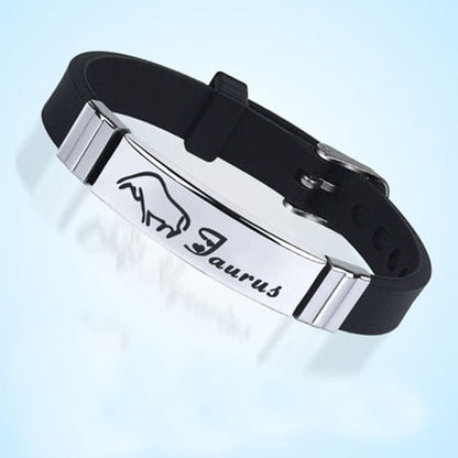 12 Zodiac Sign Bracelet for Men Women Stainless Steel Clasps Zodiac Silicone Bracelet Men Women Couple Bracelets