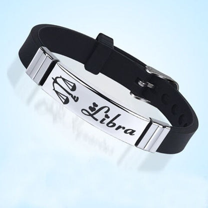 12 Zodiac Sign Bracelet for Men Women Stainless Steel Clasps Zodiac Silicone Bracelet Men Women Couple Bracelets