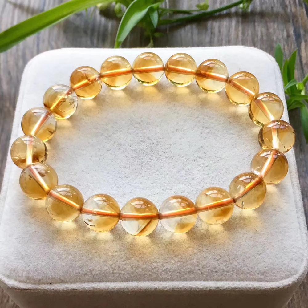 Genuine Natural Citrine Yellow Gemstone Round Beads Bracelet 8mm 9mm 10mm 11mm 12mm Brazil Wealthy Stone Women Men AAAAA