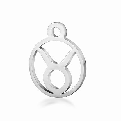 10pcs/lot Stainless Steel Laser Cutting 12 Zodiac Sign Charms Horoscope Icon DIY Metal Pendant for Jewelry Making