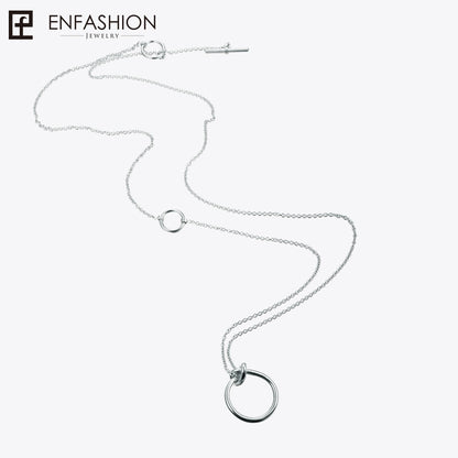 Enfashion Classic Knot Pendants Necklaces Stainless Steel Gold color Choker Necklace For Women Long Chain Jewelry Collier