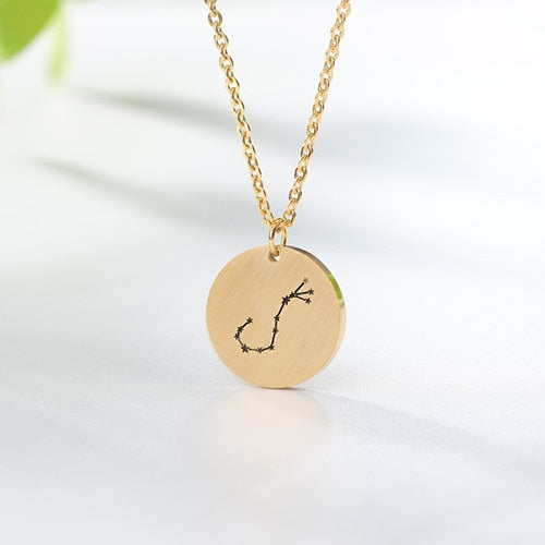 Constellation Jewelry Daisies Zodiac Necklace Women Stainless Steel Virgo Libra Scorpio Sagittarius Capricorn Aquarius Collares